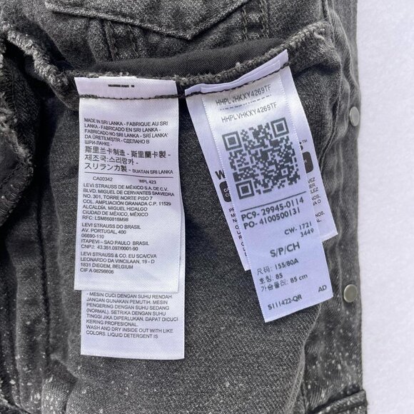 Levi’s Charcoal Gray Black Speckled Denim Jacket Size S Fall Autumn Halloween - Picture 5 of 8